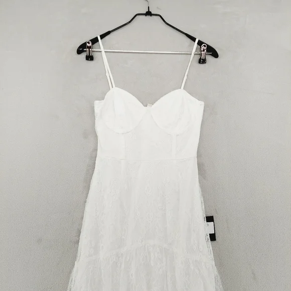 New Lulus Elaborate Love White Lace Bustier Tiered High-Low Maxi Dress P1967 - Picture 4 of 9